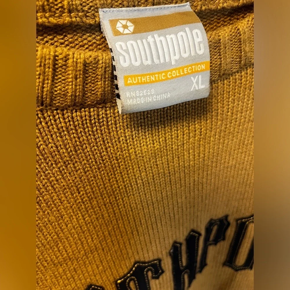 Y2K Southpole Big Logo Tan Brown Streetwear Crewneck Sweater Size XL